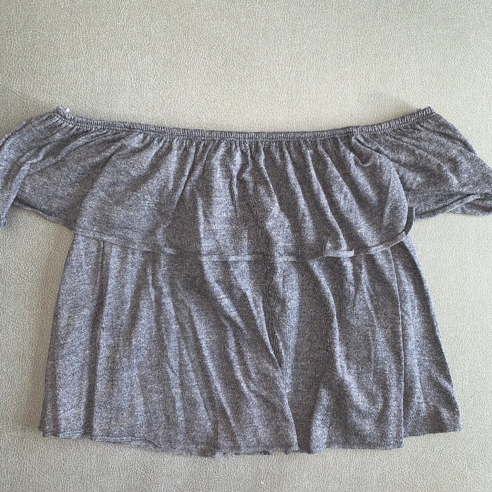 Blue/gray off the shoulder Tee